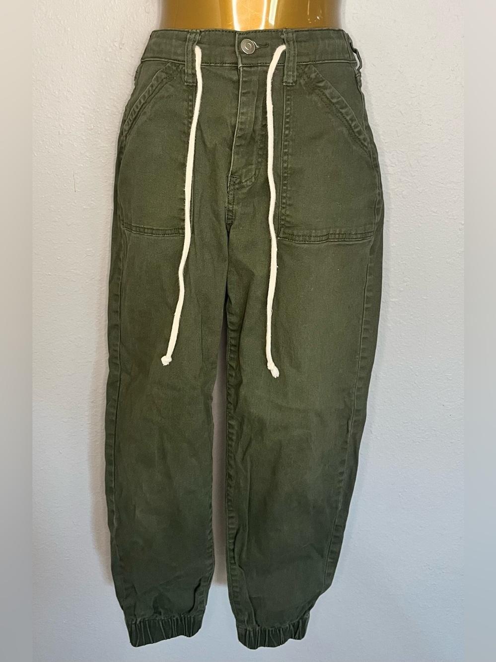 Women's Olive Green Drawstring Cargo Pants